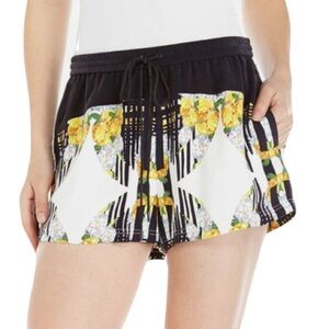 Rebecca Minkoff Women's Black & Yellow Pisco Silk Shorts Original $178 Medium